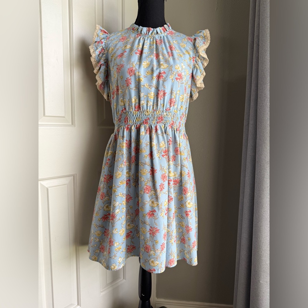 THML Floral Dress with Flutter Sleeves